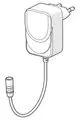 Weißes Netzteil mit Eurostecker und Auslass für einen Kabelanschluss, gefertigt von HANSA. Das Kabel verläuft vom Netzteil zu einem runden Anschluss.